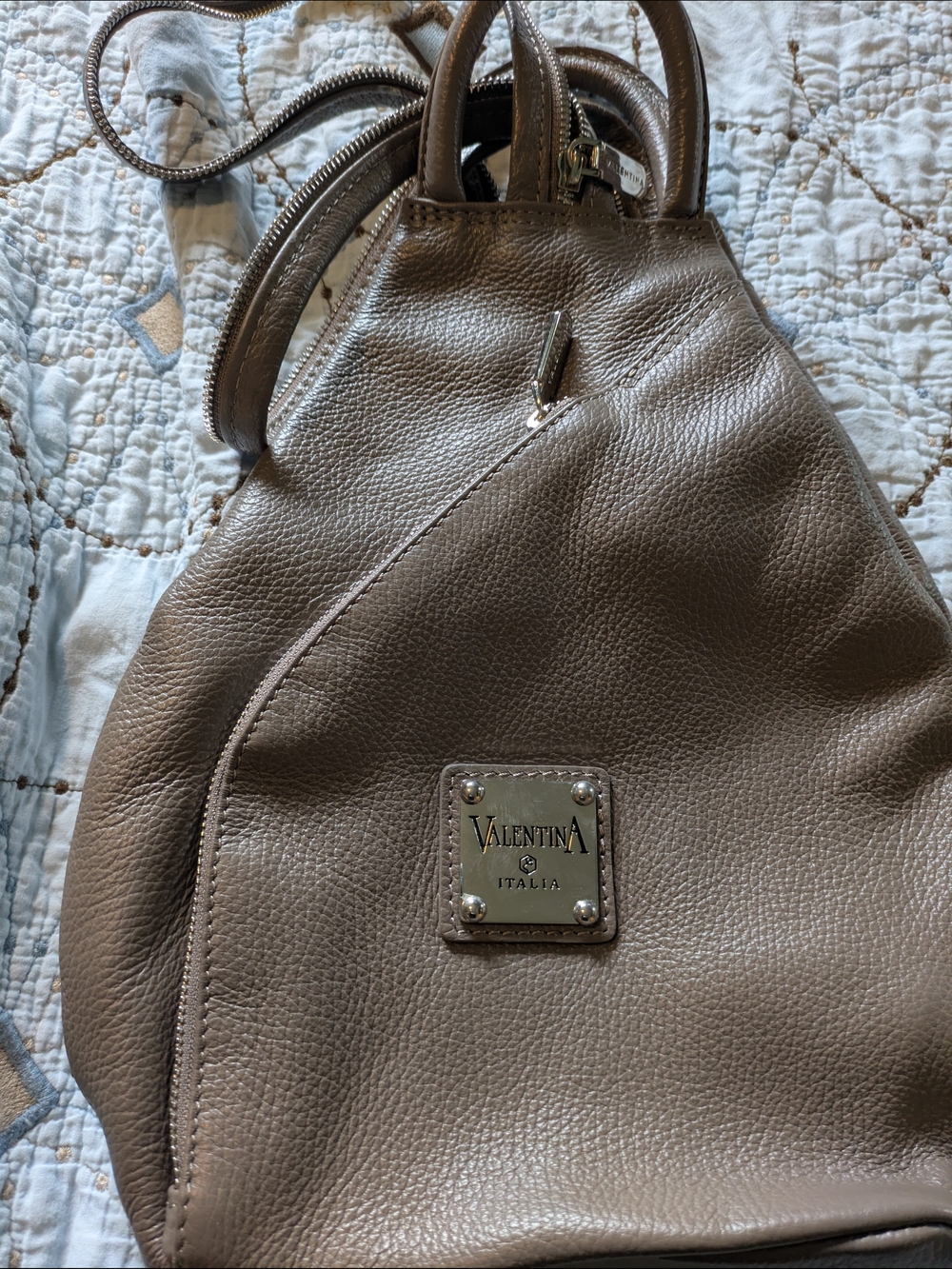 Valentina Leather Backpack In Gray. Very Good Condition.